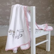 Κουβέρτα Βρεφική Πικέ Toco Toucan White-Pink Nima Κούνιας 110x140cm 100% Βαμβάκι