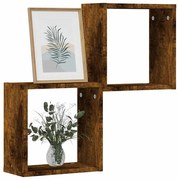 vidaXL Ράφια κύβων τοίχου 2 τεμάχια καπνιστή δρυς 30x15x30 cm