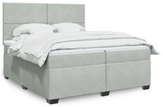 vidaXL Κρεβάτι Boxspring με Στρώμα Ανοιχτό Γκρι 200x200 εκ. Βελούδινο