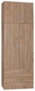 Ντουλάπα δίφυλλη και πατάρι Zelia pakoworld φυσικό 79x42x240εκ. 249-000045