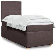 Κρεβάτι Boxspring με Στρώμα Σκούρο Καφέ 90x200 εκ. Υφασμάτινο - Καφέ