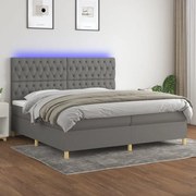 ΚΡΕΒΑΤΙ BOXSPRING ΜΕ ΣΤΡΩΜΑ &amp; LED ΣΚ.ΓΚΡΙ 200X200ΕΚ. ΥΦΑΣΜΑΤΙΝΟ 3135702