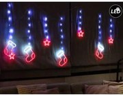 Fos Me Κουρτίνα Με Αστέρια Και Μπότες 612 LED Ψυχρό-Θερμό 3x0.52m Ασύμμετρη Με Προγράμματα IP44 Διαφανές Καλώδιο 27-00395