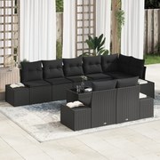 vidaXL 9 Τεμαχίων Σετ Καναπέ Κήπου με Μαξιλάρια Μπεζ Πολυ Ράταν