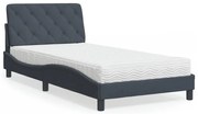 vidaXL Κρεβάτι με Στρώμα Σκούρο Γκρι 100x200 εκ. Βελούδινο
