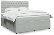 vidaXL Κρεβάτι Boxspring με Στρώμα Ανοιχτό Γκρι 180x200 εκ. Βελούδινο