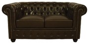 ΚΑΝΑΠΕΣ 2ΘΕΣΙΟΣ T.CHESTERFIELD HM3010.01 ΤΕΧΝΟΔΕΡΜΑ ΣΚΟΥΡΟ ΚΑΦΕ 155x90x73 εκ.