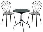 Σετ Κήπου Τραπεζαρία Vergo-Chari 3 τεμ Μεταλλικό Μαύρο 60x60x70 εκ.