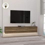 Έπιπλο τηλεόρασης επιτοίχιο Damla Megapap με LED χρώμα καρυδί 180x29,5x29,5εκ. - 0253756