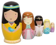 Ξύλινο Παιχνίδι Μπάμπουσκες (Σετ 5τμχ) Petit Monkey Princess PTM-ND3