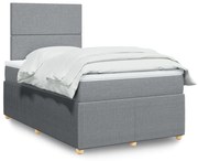 vidaXL Κρεβάτι Boxspring με Στρώμα Ανοιχτό Γκρι 120x190 εκ. Υφασμάτινο