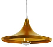 GloboStar® SHANGHAI GOLD 01545 Μοντέρνο Κρεμαστό Φωτιστικό Οροφής Μονόφωτο 1 x E27 Χρυσό Μεταλλικό Καμπάνα Φ37 x Y20cm