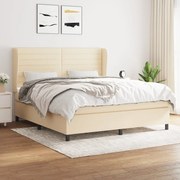 Κρεβάτι Boxspring με Στρώμα Κρεμ 160x200 εκ. Υφασμάτινο - Κρεμ