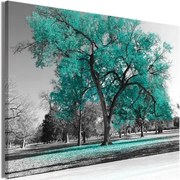 Πίνακας - Autumn in the Park (1 Part) Wide Turquoise - 120x80