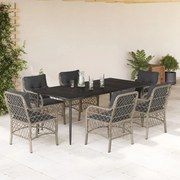 vidaXL Σετ Τραπεζαρίας Κήπου 7 τεμ. Αν. Γκρι Συνθ. Ρατάν με Μαξιλάρια