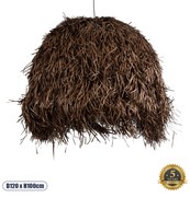 02295 GloboStar®  GUADELOUPE 02295 Boho Κρεμαστό Φωτιστικό Καμπάνα Μονόφωτο 1 x E27 IP20 Καφέ Ράφια - Μ120 x Π120 x Υ100cm
