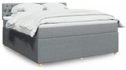 Κρεβάτι Boxspring με Στρώμα Ανοιχτό Γκρι 180x200 εκ. Υφασμάτινο