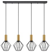 SE21-GM-4-4BL-GR1 ADEPT TUBE Gold Matt Pendant Black Metal Grid+ HOMELIGHTING 77-8623