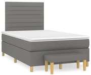 vidaXL Κρεβάτι Boxspring με Στρώμα Σκούρο Γκρι 120x190 εκ Υφασμάτινο