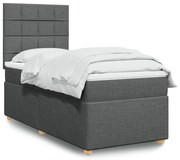 Κρεβάτι Boxspring με Στρώμα Σκούρο Γκρι 90x200 εκ. Υφασμάτινο - Γκρι