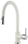 Armando Vicario Fluo 18780 Granite Superwhite Ψηλή Μπαταρία Κουζίνας  Με αποσπώμενο Περιστρεφόμενο Ρουξούνι και Συρόμενο Ντους