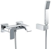 Eurorama Charma Chrome Μπαταρία Λουτρού Με Τηλέφωνο Αnticalcare, Επίτοιχο Στήριγμα Τηλεφώνου &amp; Άθραυστο Σπιράλ 1,5m. 148210-100