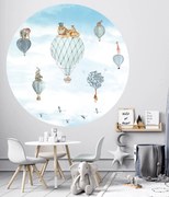 Kids Rould Wall Sticker Ζωάκια με Αερόστατα stick889 130cm 100cm