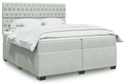 vidaXL Κρεβάτι Boxspring με Στρώμα Ανοιχτό Γκρι 200x200 εκ. Βελούδινο