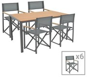 Τραπεζαρία Mabu-Nares σετ 7τεμ ανθρακί αλουμίνιο και plywood σε φυσικό χρώμα 140x80x72.5εκ 140x80x72.5 εκ.