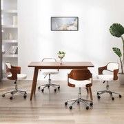 vidaXL Καρέκλες Τραπεζαρίας Περιστρ. 4 τεμ Λευκό Λυγ. Ξύλο/Συνθ. Δέρμα