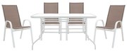 Τραπεζαρία Κήπου Valor-Calan 200-000317 (Σετ 5τμχ) White-Brown Four Seater