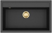 Helika Quadro SQQ 103 Ένθετος Γρανιτένιος Νεροχύτης με Χρυσή Βαλβίδα Μ79.5xΠ50.5cm Μαύρος