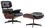 Πολυθρόνα RELAX με Σκαμπώ Pu Μαύρο 87x83x89(Σκαμπώ 65x55x48)cm