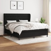 Κρεβάτι Boxspring με Στρώμα Μαύρο 180x200 εκ. Υφασμάτινο - Μαύρο