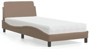Κρεβάτι με Στρώμα Dover Καπουτσίνο 90x190 εκ. από Συνθετικό. Δέρμα