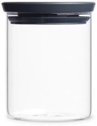 Γυάλινο βάζο Brabantia Stackable 646875, 0,6 l, Σφιχτό κλείσιμο, Πλένεται στο πλυντήριο πιάτων, Σκούρο γκρι