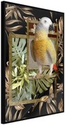 Αφίσα - Composition with Gold Parrot - 40x60 - Μαύρο - Χωρίς πασπαρτού