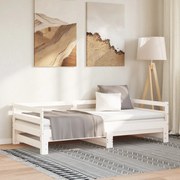 vidaXL Καναπές Κρεβάτι Λευκός 2 x (90 x 200) εκ. από Μασίφ Ξύλο Πεύκου
