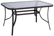 Τραπέζι Bruno 140x80x72υεκ. Καφέ Μεταλλικό Με Γυάλινη Επιφάνεια