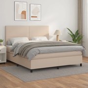 vidaXL Κρεβάτι Boxspring με Στρώμα Καπουτσίνο 160x200εκ.από Συνθ.Δέρμα