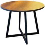 Τραπέζι Sarah pakoworld σε καρυδί απόχρωση με μαύρο μεταλλικό σκελετό Φ90x75εκ 197-000302