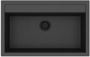 Helika Quadro SQQ 103 Ένθετος Γρανιτένιος Νεροχύτης με Μαύρη Βαλβίδα Μ79.5xΠ50.5cm Μαύρος