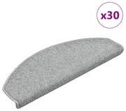 Πατάκια Σκαλιών 30 τεμ. Ανοιχτό Γκρι Ημίστρογγυλά Μεγάλα 65x24x4 εκ.