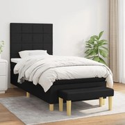 vidaXL Κρεβάτι Boxspring με Στρώμα Μαύρο 100 x 200 εκ. Υφασμάτινο