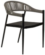 Πολυθρόνα Κήπου LIVINGSTONE Μαύρο/Γκρι Αλουμίνιο/Rattan 56x55x76cm