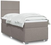 vidaXL Κρεβάτι Boxspring με Στρώμα Taupe 100 x 200 εκ. Υφασμάτινο