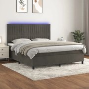 ΚΡΕΒΑΤΙ BOXSPRING ΜΕ ΣΤΡΩΜΑ &amp; LED ΣΚ. ΓΚΡΙ 180X200ΕΚ. ΒΕΛΟΥΔΙΝΟ 3136258