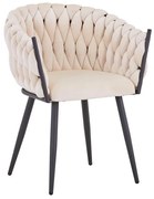 Καρέκλα Vivian μπεζ βελούδο-πόδι μαύρο μέταλλο 61x55x80εκ 2αδα 61x55x80 εκ.