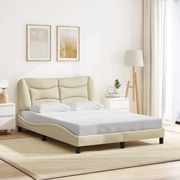vidaXL Σκελετός Κρεβατιού Χωρίς Στρώμα Κρεμ 140x200 εκ.Υφασμάτινο