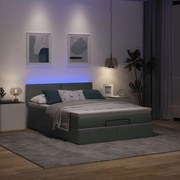 Οθωμανικό κρεβάτι με στρώμα &amp; LEDs Σκούρο γκρι 140x190cm Ύφασμα - Γκρι